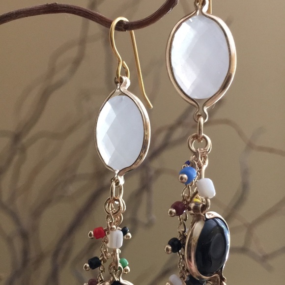 Boho chic drop earrings. Gold plate. - Picture 3 of 5
